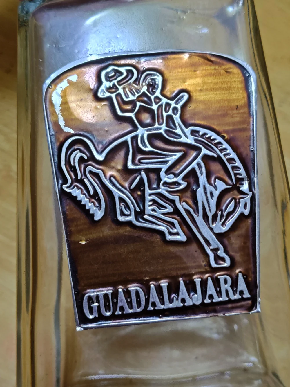 Vintage Guadalajara Tequila Decanter Set with 6 Shot Glasses Wrought Iron Stand